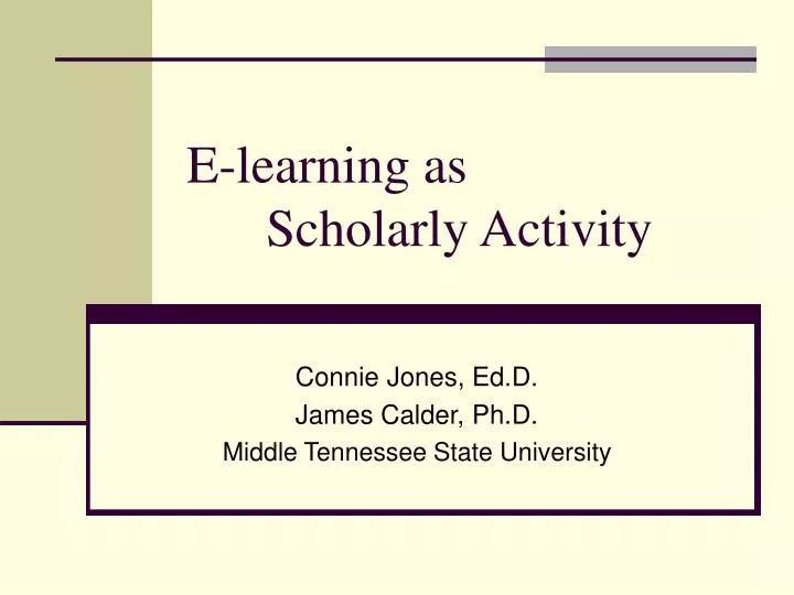 e learning as scholarly activity