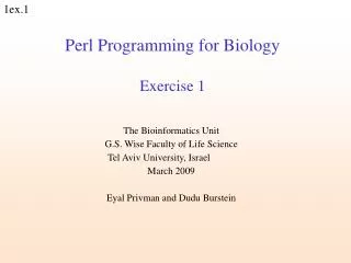 Perl Programming for Biology Exercise 1