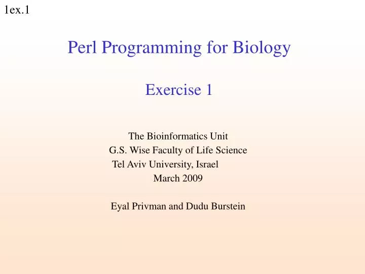 perl programming for biology exercise 1