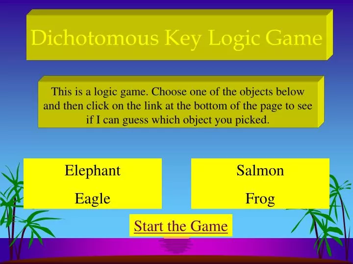 dichotomous key logic game