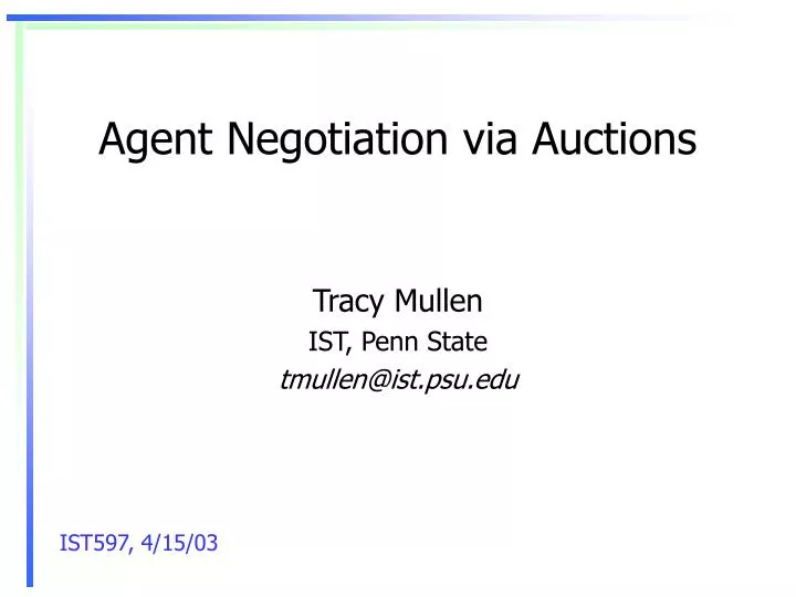 agent negotiation via auctions