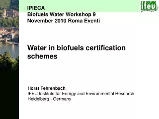 Water in biofuels certification schemes
