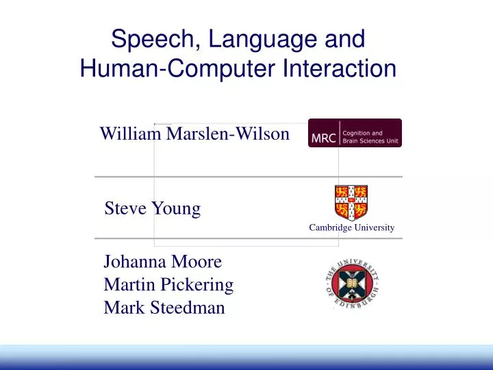 speech language and human computer interaction