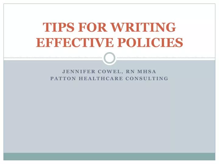 tips for writing effective policies