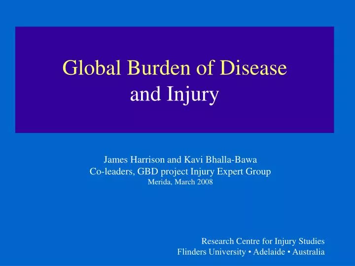 global burden of disease and injury