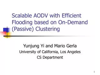 Scalable AODV with Efficient Flooding based on On-Demand (Passive) Clustering