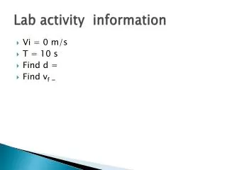 Lab activity information