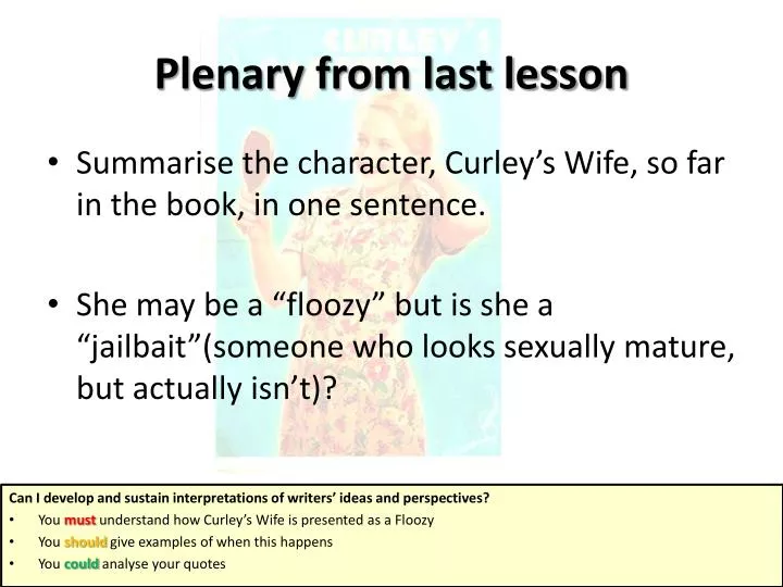 plenary from last lesson