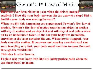 newton s 1 st law of motion