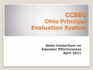 CCSSO Ohio Principal Evaluation System