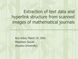 Extraction of text data and hyperlink structure from scanned images of mathematical journals