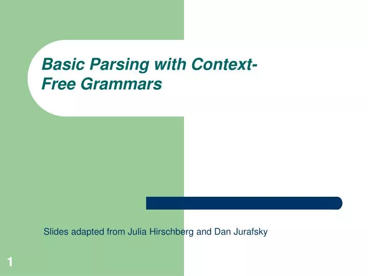 basic parsing with context free grammars