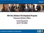 SBA 8(a) Business Development Program Tennessee District Office sba/tn (615) 736-5881 - slide 1