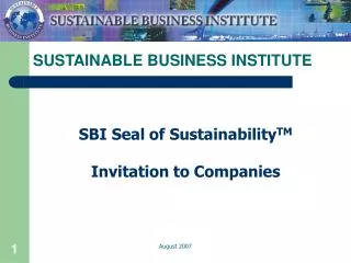 SUSTAINABLE BUSINESS INSTITUTE