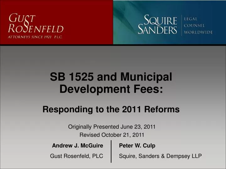 sb 1525 and municipal development fees responding to the 2011 reforms