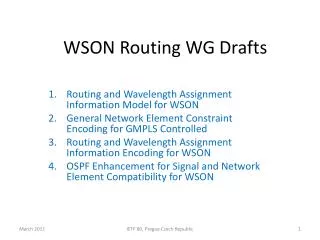 WSON Routing WG Drafts