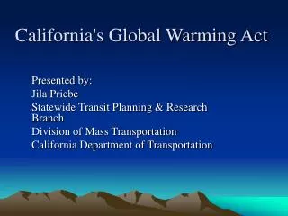 California's Global Warming Act