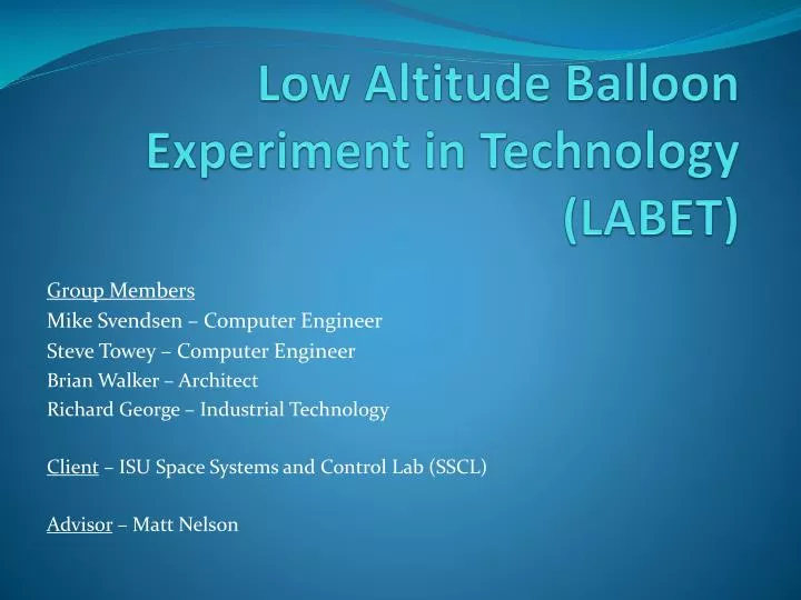 low altitude balloon experiment in technology labet