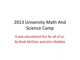 2013 University Math And Science Camp