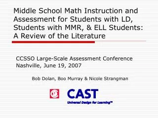 CCSSO Large-Scale Assessment Conference Nashville, June 19, 2007