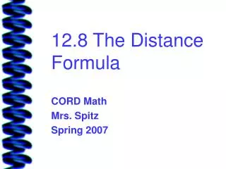 12.8 The Distance Formula