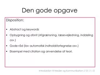 den gode opgave