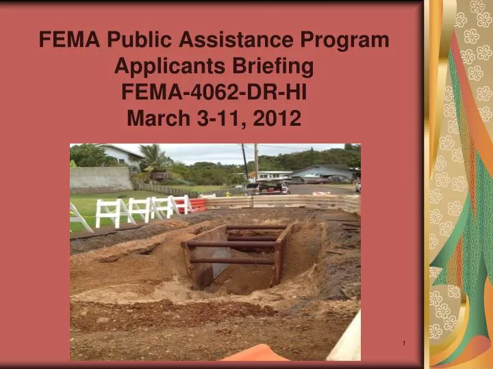 fema public assistance program applicants briefing fema 4062 dr hi march 3 11 2012