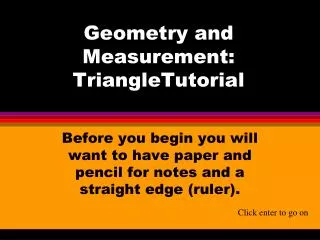 Geometry and Measurement: TriangleTutorial
