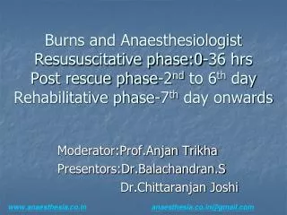 Moderator:Prof.Anjan Trikha Presentors:Dr.Balachandran.S