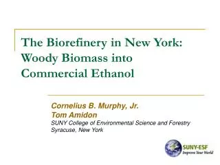 The Biorefinery in New York: Woody Biomass into Commercial Ethanol