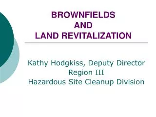 BROWNFIELDS AND LAND REVITALIZATION