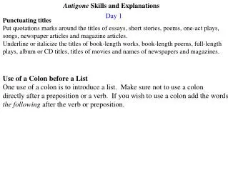 Antigone Skills and Explanations