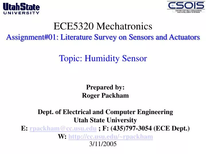ece5320 mechatronics assignment 01 literature survey on sensors and actuators topic humidity sensor
