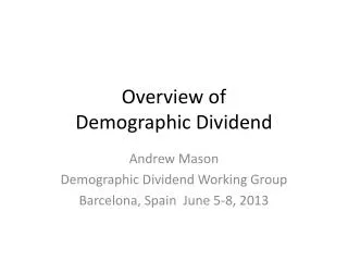 Overview of Demographic Dividend
