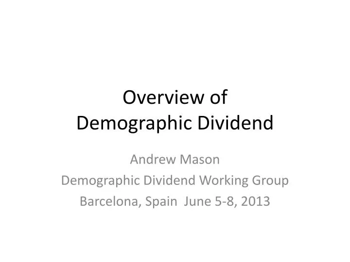 overview of demographic dividend