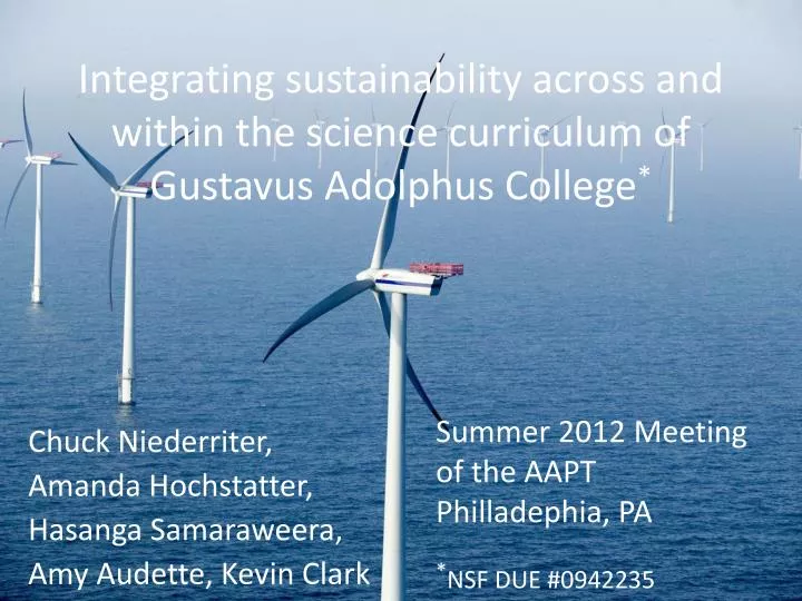 integrating sustainability across and within the science curriculum of gustavus adolphus college