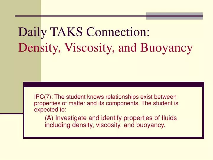 daily taks connection density viscosity and buoyancy