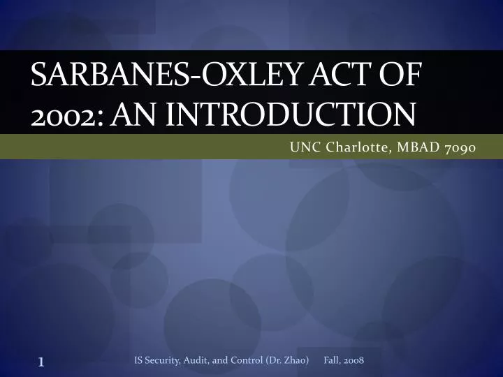 sarbanes oxley act of 2002 an introduction