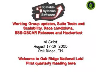 Al Geist August 17-19, 2005 Oak Ridge, TN