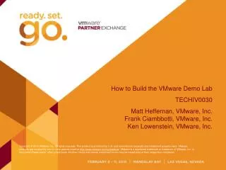 How to Build the VMware Demo Lab TECHIV0030