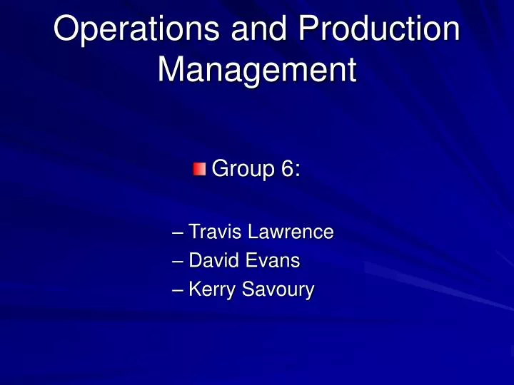 operations and production management