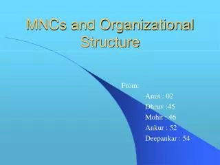 MNCs and Organizational Structure
