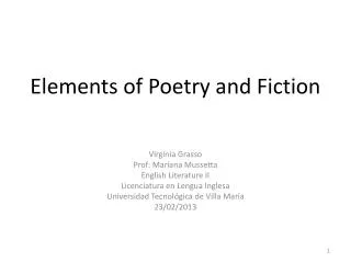 Elements of Poetry and Fiction