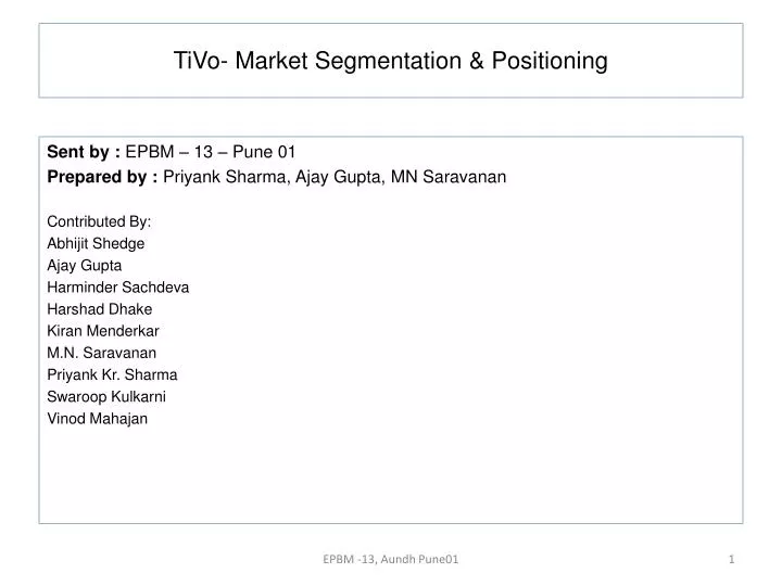 tivo market segmentation positioning