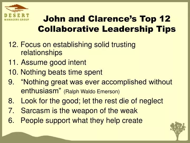 john and clarence s top 12 collaborative leadership tips