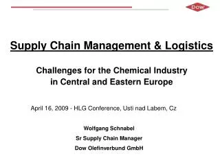 Supply Chain Management &amp; Logistics Challenges for the Chemical Industry