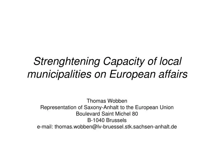 strenghtening capacity of local municipalities on european affairs