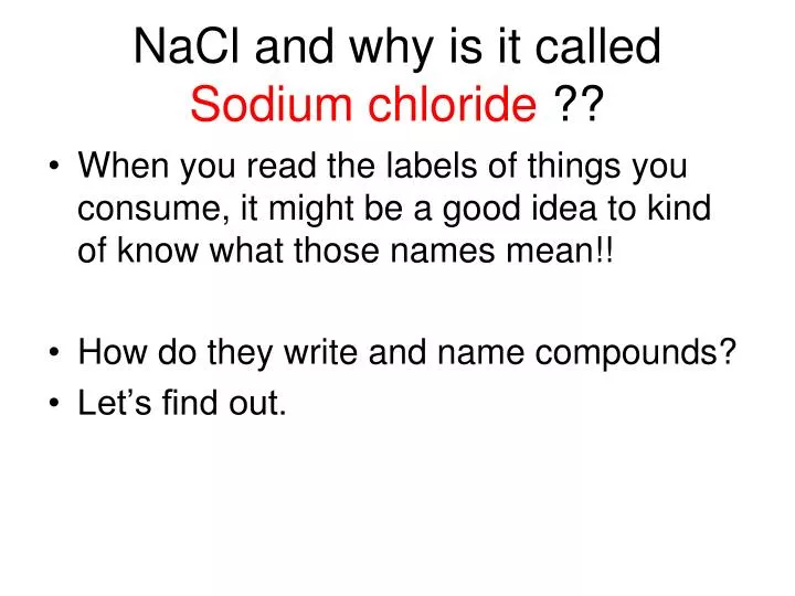 nacl and why is it called sodium chloride