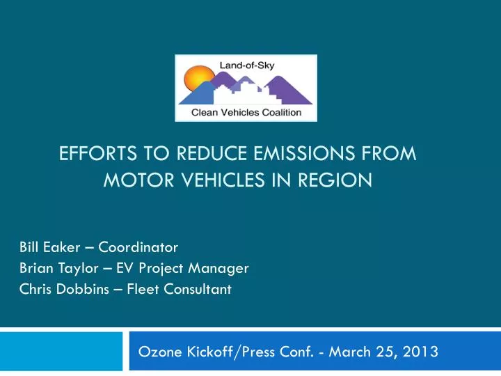 efforts to reduce emissions from motor vehicles in region