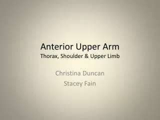 Anterior Upper Arm Thorax, Shoulder &amp; Upper Limb